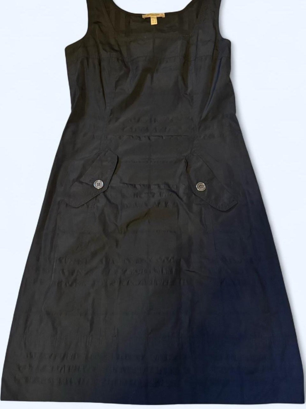 Burberry Black Sleeveless Midi Dress with Front Flap Pockets